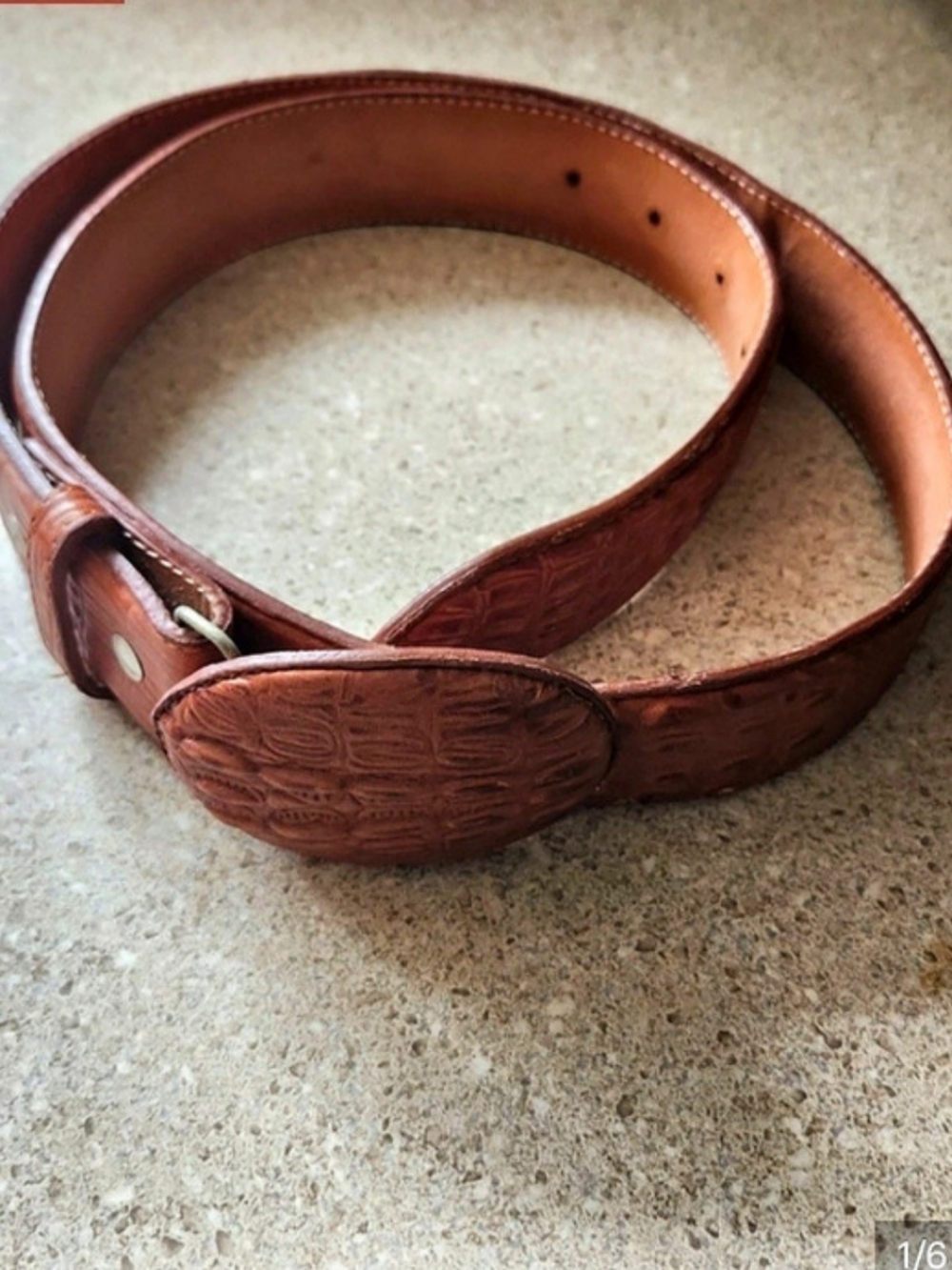 Imitation Crocodrile Brown Belt with Oval Buckle